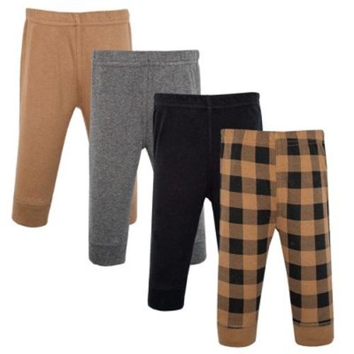 Hudson Baby Boy Cotton Pants and Leggings, Brown Black Plaid, 3-6 Months