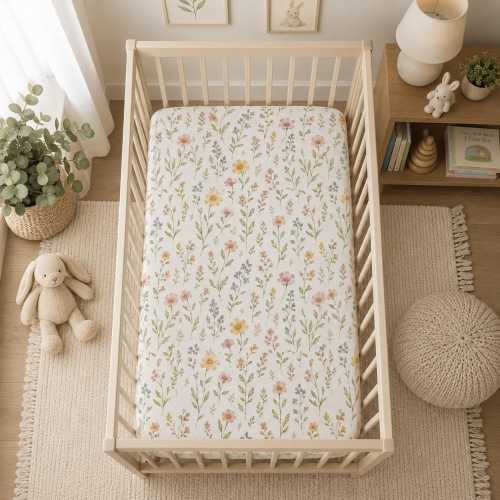Wildflower Baby Crib Sheet | Floral Nursery Bedding