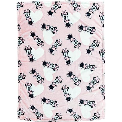 Minnie Mouse Blanket | Minnie Mouse Throw Blanket | Minnie Mouse Baby Blanket Soft Plush Fleece | Pink Throw Rug 30" x 40" | Pink/White | Officially Licensed