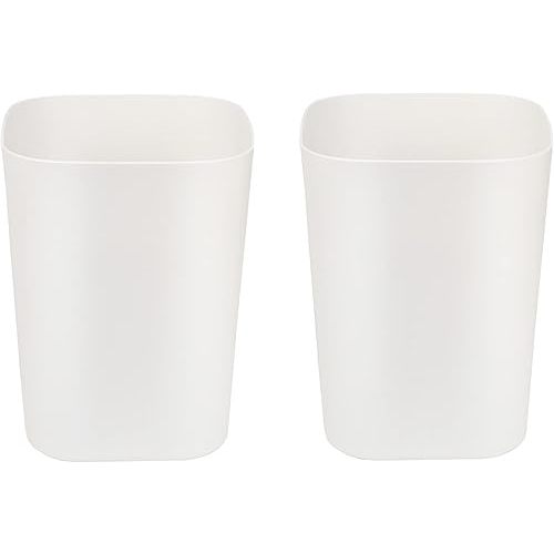 Besli 2 Gallon Small Trash Can Garbage Can Wastebasket for Bathroom Bedroom Kitchen Office (White, 2 Pack)