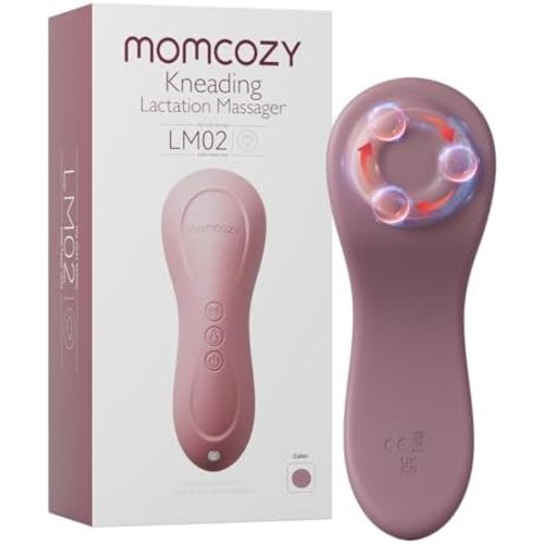 Momcozy Rolling Lactation Massager with Heat, 3-in-1 Design, Cozy Red