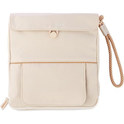 Skip Hop Travel Baby Changing Pad with Easy-Clean Surface, Covers Public Changing Stations, Wipes Pocket, Diaper Storage, Disposable Bag Dispenser and Magnetic Wipes Pocket, Clean Slate, Oat