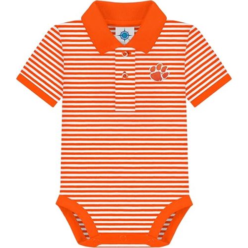 Creative Knitwear College Baby Striped Polo Bodysuit - Team Logo, Multiple Colors, for Boys & Girls (0-12 Months)