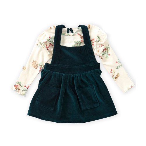 Burt's Bees Baby Girls Long Sleeve Winter Birds Print Dress Two-Piece Outfit Set