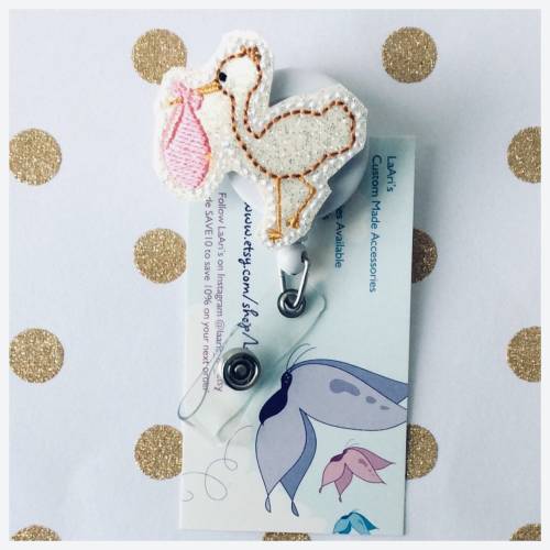 Stork badge reel-Labor and deliver badge-labor & delivery nurse gift-delivery nurse gift-obgyn gift-delivery nurse badge-obgyn badge reeL
