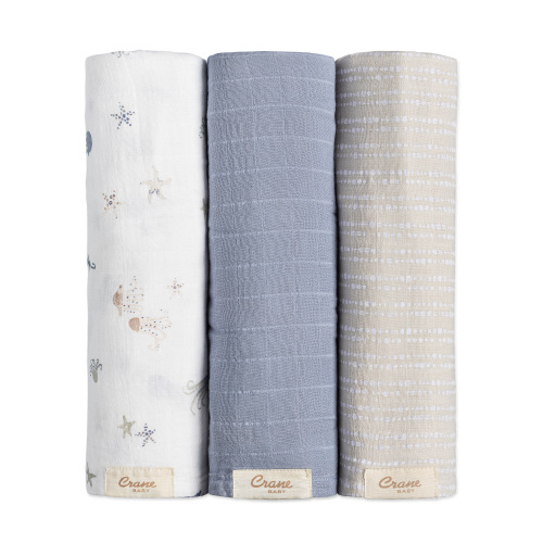 Cove Sea Life 100% Cotton Muslin Swaddle Blanket (3 Pack)
