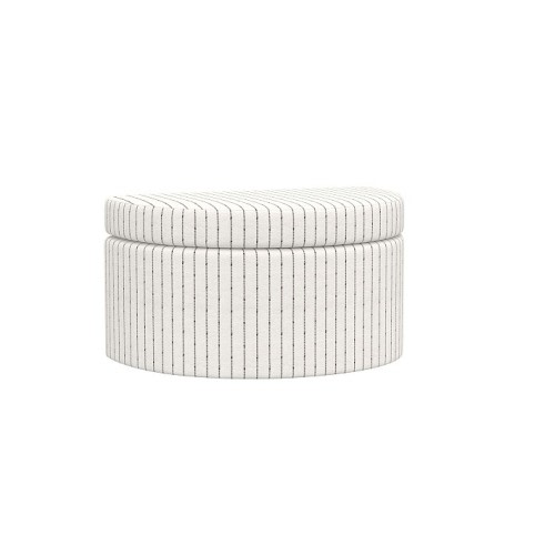 Chris Loves Julia Stationary Ottoman Slubby Pinstripe Black