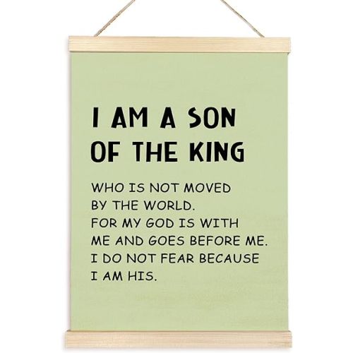 TAEDIN Christian Baby Boy Room Poster Hanger Frame, Faith Scripture Wood Wooden Canvas Artwork Print, Positive Affirmations Green Wall Decor Painting for Boys Room Bedroom Nursery Decor 12X16