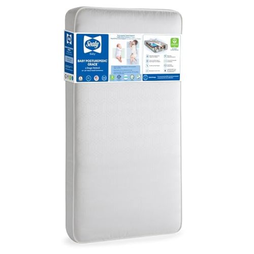 Sealy Baby 2 Stage Infant Crib Mattress Plus Toddler Bed Fit, Breathable, Resistant to Stain Cover, Dual Firmness & Lightweight, Posturepedic Grace