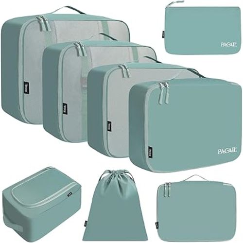 BAGAIL 8 Set Packing Cubes Luggage Packing Organizers for Travel Accessories-Dusty Blue