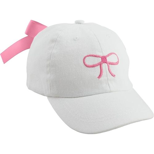 Mud Pie Children's Embroidered Hat with Bow - White Bow