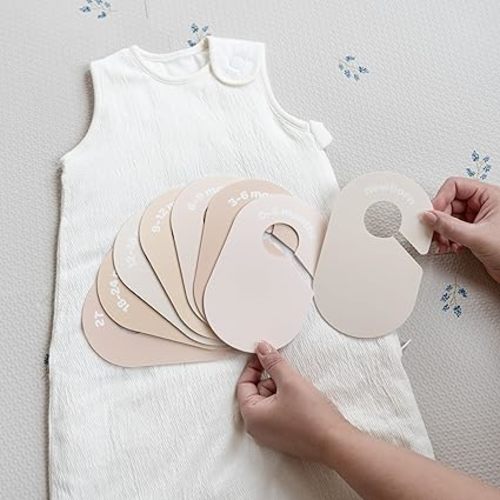 3 Sprouts Baby Closet Dividers 8-Piece Set Newborn to 2T - Double-Sided Organizer for Nursery Clothing Storage - Neutral