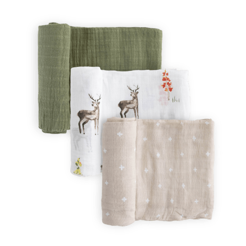 Cotton Muslin Swaddle Blanket 3 Pack - Oh Deer 2