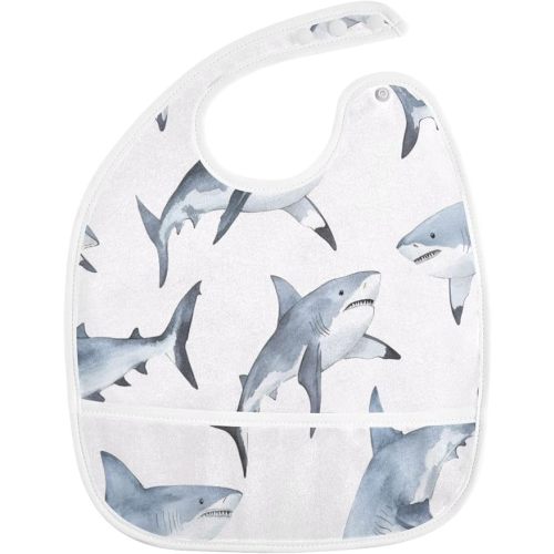 Baby Bibs for Boy and Girls 5 Pack Cotton Adjustable Newborn Bibs for Drooling & Teething, Shark