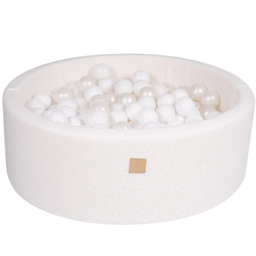 White Boucle Ball Pit | White, Clear & Pearl White Balls