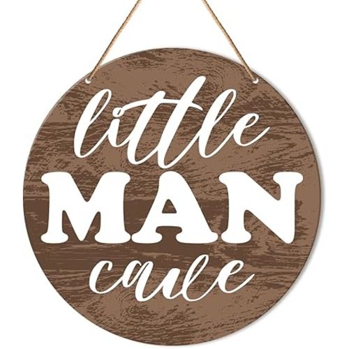 Muktoujaumai Baby Boy Nursery Wall Decor, Nursery Hanging Sign Decor Farmhouse Wall Decoration Bohemia Wood Sign for Kids Bedroom, Playroom, Gift for Newborn Baby Boy Toddler, Little Man Cave