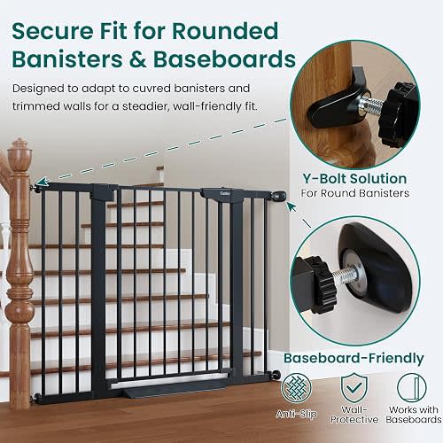 Cumbor 29.7-46" Baby Gate for Stairs, Black