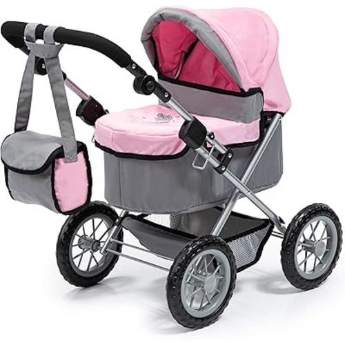 Bayer Design Baby Doll Stroller & Pram for Kids Ages 2-8, Grey/Pink