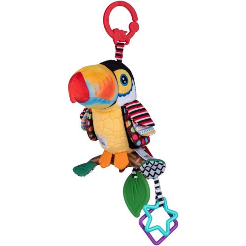 Toucan Hanging Baby Toy – Soft Plush Sensory Rattle with Crinkle Wings, Hidden Bell & BPA-Free Teether | Clip Attaches to Stroller, Car Seat, Gym | Developmental Toy for Babies 0-24M