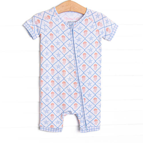 Blue Sea Stinger Bamboo Short Zippy Pajama, Blue – Stitchy Fish