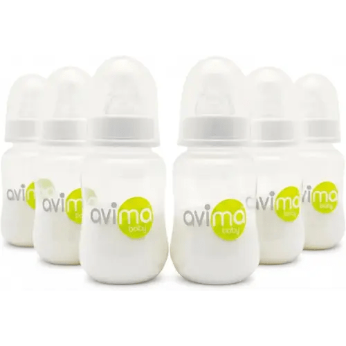 Avima Anti-Colic Baby Bottles – 4 oz, Slow Flow Nipples – BPA-Free, Standard Neck – Stage 1 for 0–3 Months – Set of 6