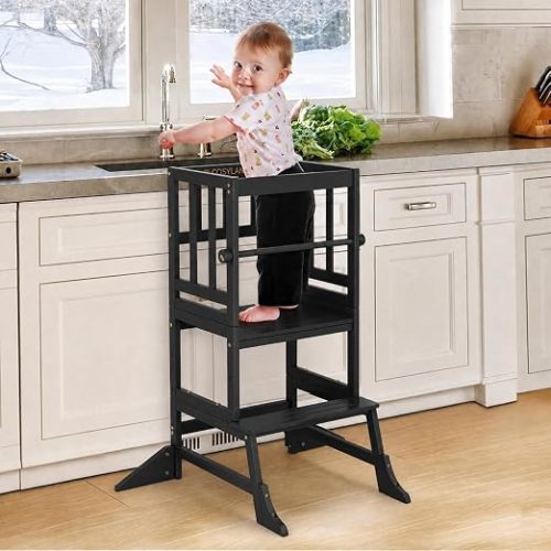 COSYLAND Toddler Standing Tower, Adjustable Height Kid Kitchen Stool Helper