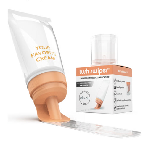 Eli & Ali Tush Swiper - Diaper Rash Cream & Butt Paste Applicator - Universal Fit for Most Diaper Creams | Mess-Free & Hygienic Alternative to Cream Spatula - Carry Less Baby Gear - Orange, 1 Pack