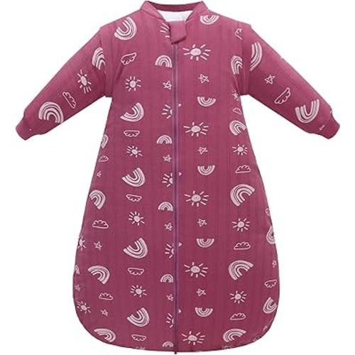 Baby Sleep Sack, TOG 2.5 Winter Wearable Blanket, Removable Long Sleeves Baby Sleeping Bag for Infants and Toddlers, Super Soft Warm Comfortable Sleeping Sack, Sun, 6-18M