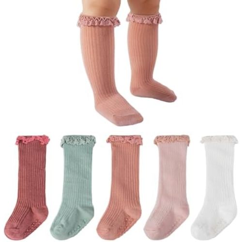 Baby Girl Knee High Socks Newborn Infant Toddler Cotton Ruffle Long Socks Non Slip Stockings Dress Sock