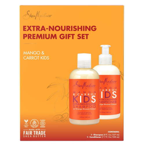 SheaMoisture Kids Shampoo & Conditioner, Mango & Carrot, for Delicate Hair, 8 fl oz