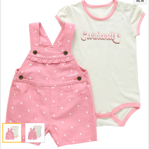 Girls' 2-Piece Short Sleeve Bodysuit & Canvas Shortall Set (Infant) | 6M | Carhartt