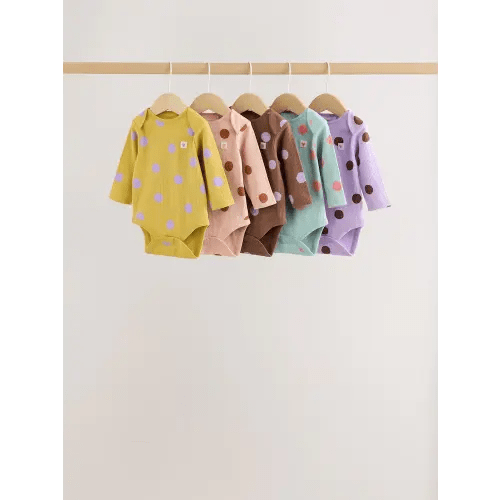 Bright Spot Long Sleeve Baby Bodysuits 5 Pack