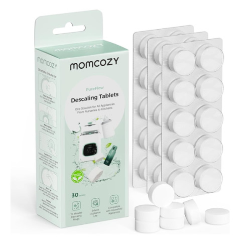 Momcozy Official Descaling Tablets, Compatible KleanPal Pro Baby Bottle Washer, Descaler for Milk & Limescale Removal, 30 Count