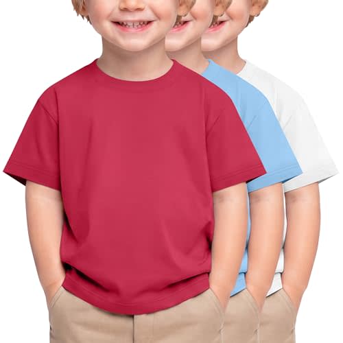 Halfchet 3 Pack Toddler Boys Short Sleeve Shirts Oversized Crew Neck T Shirts Baby Loose Fit Tees Summer Basic Tops 18M-5T