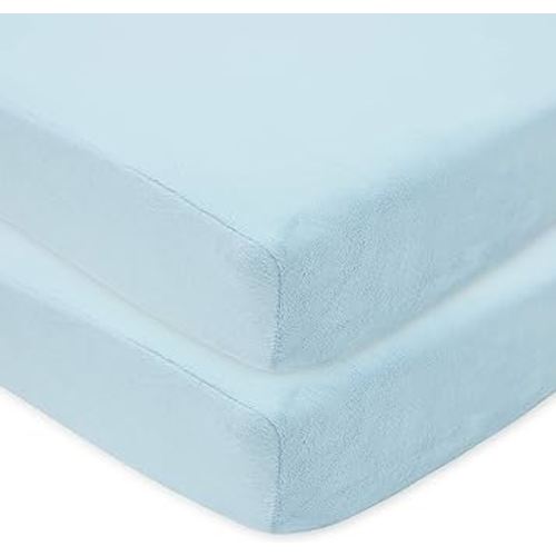 American Baby Company 2 Pack Heavenly Soft Chenille Fitted Crib Sheet 28" x 52", Warm and Cozy Neutral Chenille Sheet, Blue, for Boys and Girls, Fits Crib and Toddler Bed mattresses