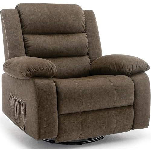 Recliner Chair, Wide Rocker Chair, Rocking Chair with Massage and Heat,360°Swivel Nursery Rocking Chairs, Oversized Recliner for Adults, Cashmere Reclining Sofa for Living Room, Brown