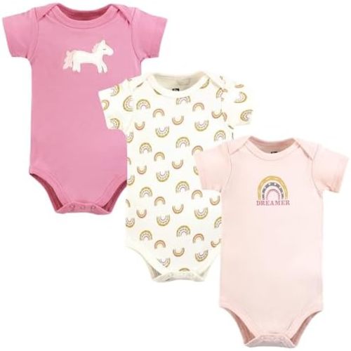Hudson Baby Baby Girls' 3pc Cotton Bodysuits