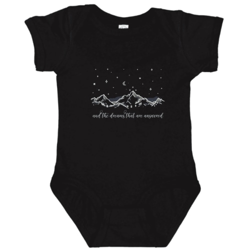 Baby Onesie Hub Dreams Answered Mountain Baby Bodysuit, Pregnancy Announcement, Boys or Girls Baby Gift