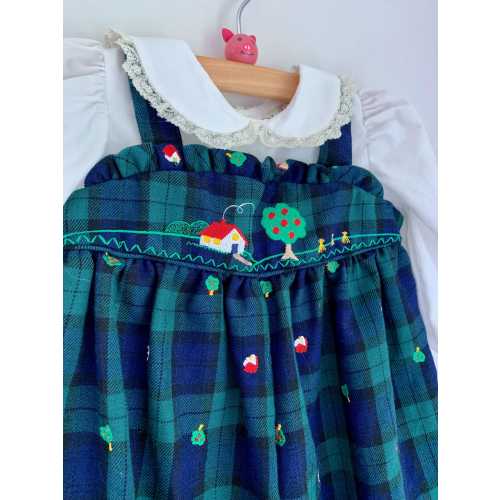 Vintage fall overall apple tree romper 6 to 9 months