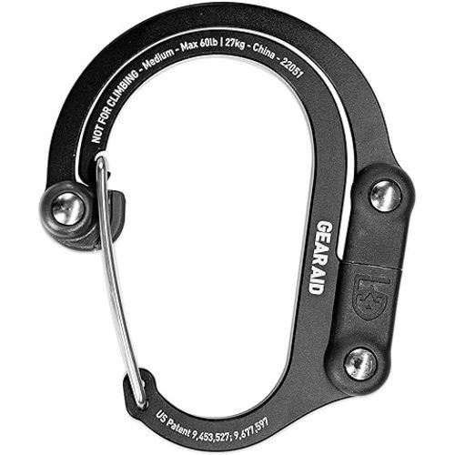 GEAR AID HEROCLIP 360° Swivel Carabiner Gear Clip and Hook (Medium) for Camping, Backpack, Suitcases and Garage Organization