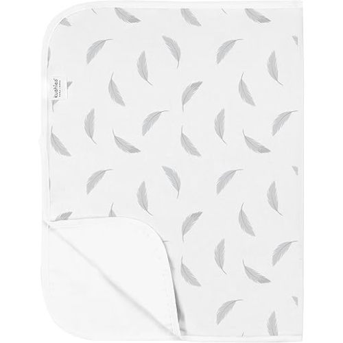 Kushies Deluxe Waterproof Changing Pad Liners - 20 x 30 inches Baby Changing Table Liners - Baby Changing Pads - Diaper Changing Flat Liner Pad Waterproof Portable - Grey Feathers