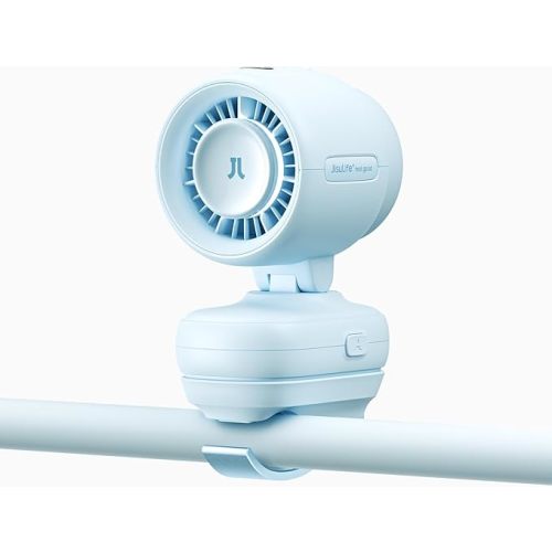 JISULIFE 2026 Clip Fan – Small & Stylish with 38H Cooling, Soft Night Light, One‑Click Detachable for Stroller or Desk, Safe Stroller Fan for Crib Car Seat Nursery Travel, Gifts for Baby Mom (Blue)