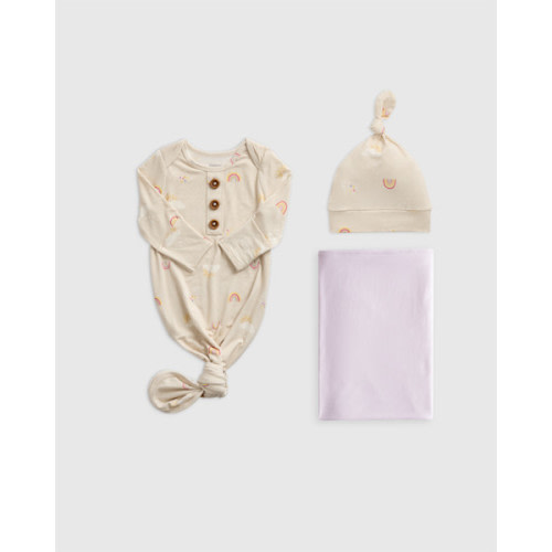 Bamboo Gown, Hat & Swaddle Layette Bundle in Rainbows