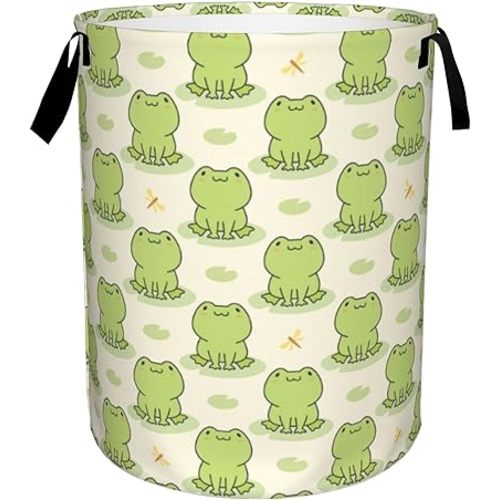 Laundry Basket, Dirty Clothes Basket, Foldable Waterproof Oxford Cloth Storage Basket for Bedroom, Bathroom, Clothes,Large Storage Basket Home Decoration(Cute Frog)