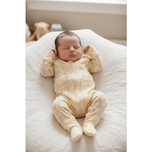 Yellow Daisy Bamboo Zipper Romper