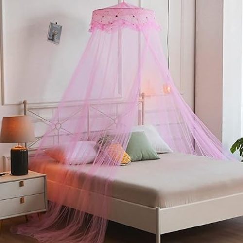 Mosquito Net Bed Canopy for Girls Pink Bed Curtains Tent Twin Queen Size