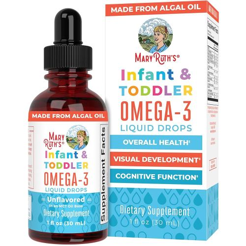 MaryRuth Organics Infant and Toddler Omega-3 Liquid Drops by | 200mg DHA and 2mg EPA Per Serving | Overall Wellness and Healthy Development | Unflavored | 1 Fl Oz
