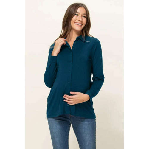 Hello Miz Button Down Long Sleeve Nursing Top Medium (Summer’s Size)