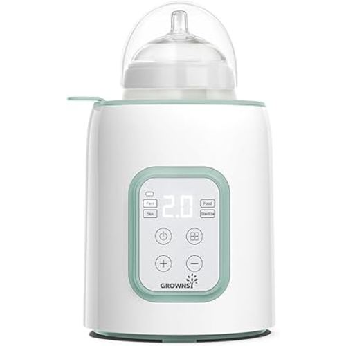 Grownsy Bottle Warmer, 8-in-1 Fast Baby Milk Warmer with Timer for Breastmilk or Formula, Food Heater & Defrost, BPA-Free, Chauffe Biberon for All Bottles - Green