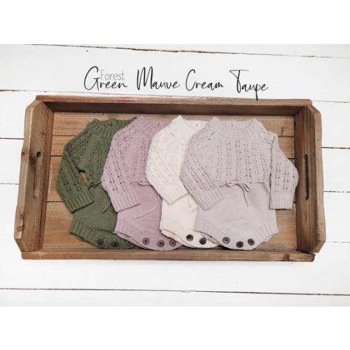 Baby Girl Knitted Sweater Romper White Ivory Light Plum Taupe Oat Long Sleeve Warm Cotton Kids Dressy One Piece Bodysuit ZOYA Knit - Etsy